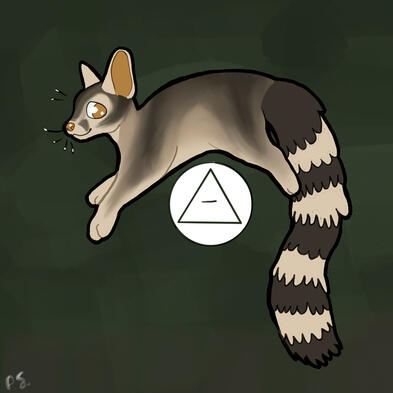 A pink saber toothed cat with curly hair